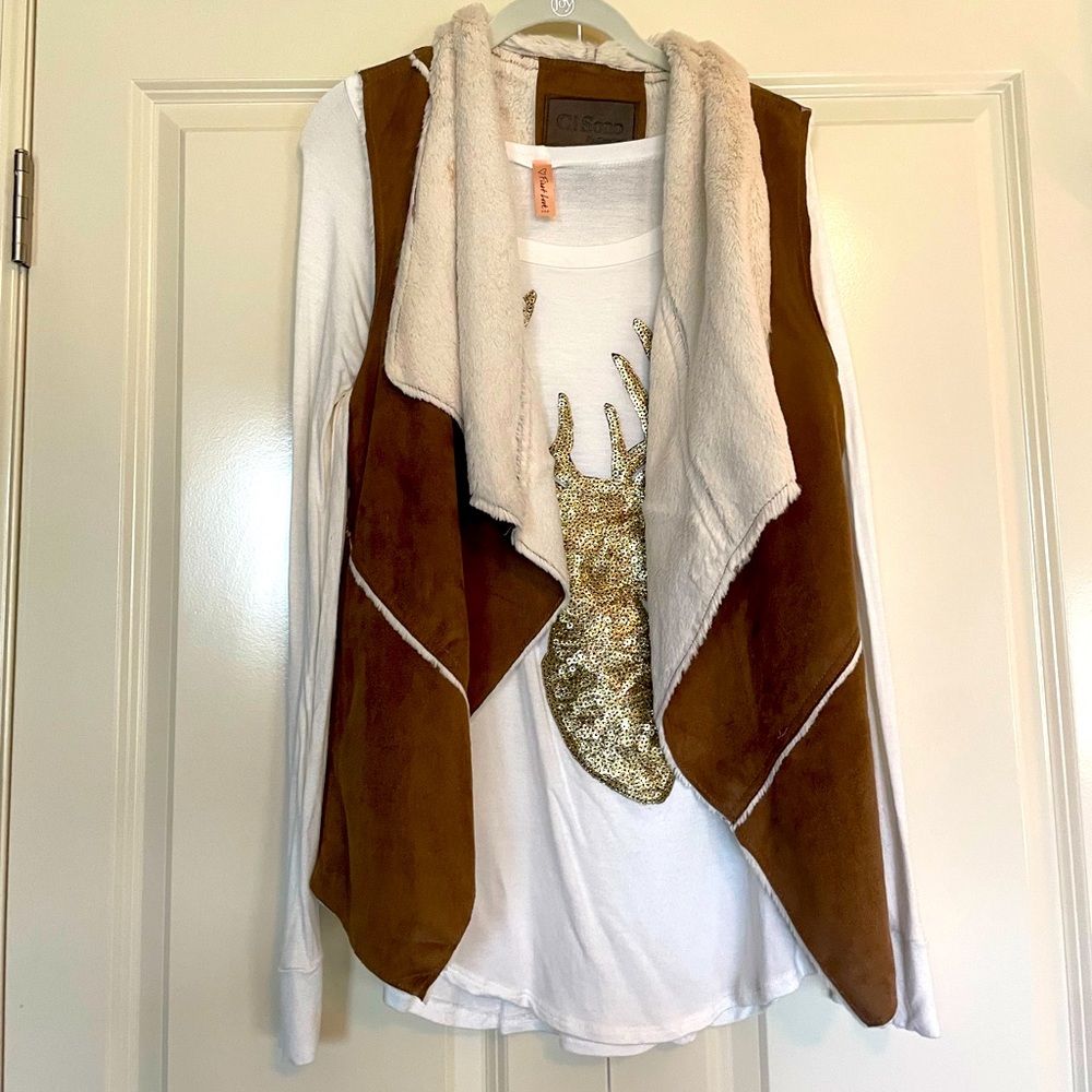 Long sleeve T and vest combo